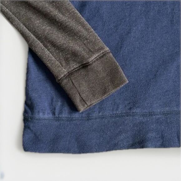 American Eagle Mens S Big Eagle Logo Thermal Long Sleeve Hoodie Henley Blue Gray - Picture 11 of 12